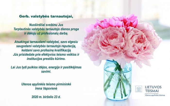 Sveikinimas Tarptautinės valstybės tarnautojo dienos proga!