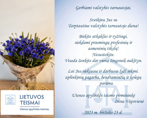 Sveikinimas su Tarptautine valstybės tarnautojo diena!