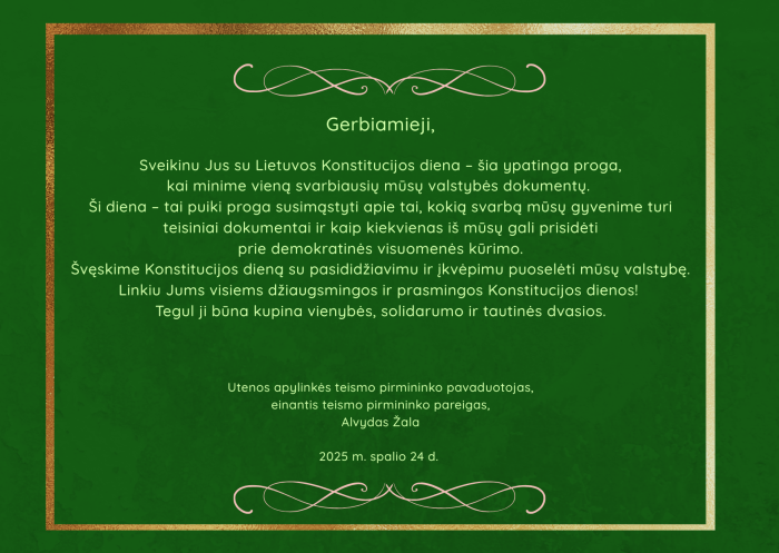 Sveikinimas su Lietuvos Konstitucijos diena!